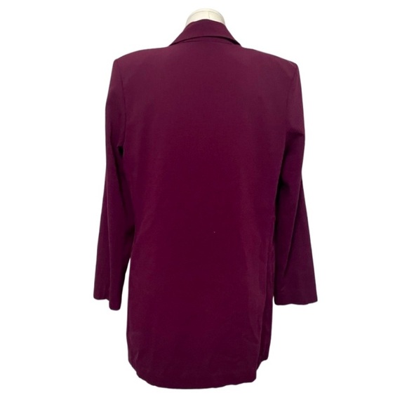 Vintage burgundy double breasted boxy rayon blend blazer L - Picture 3 of 8